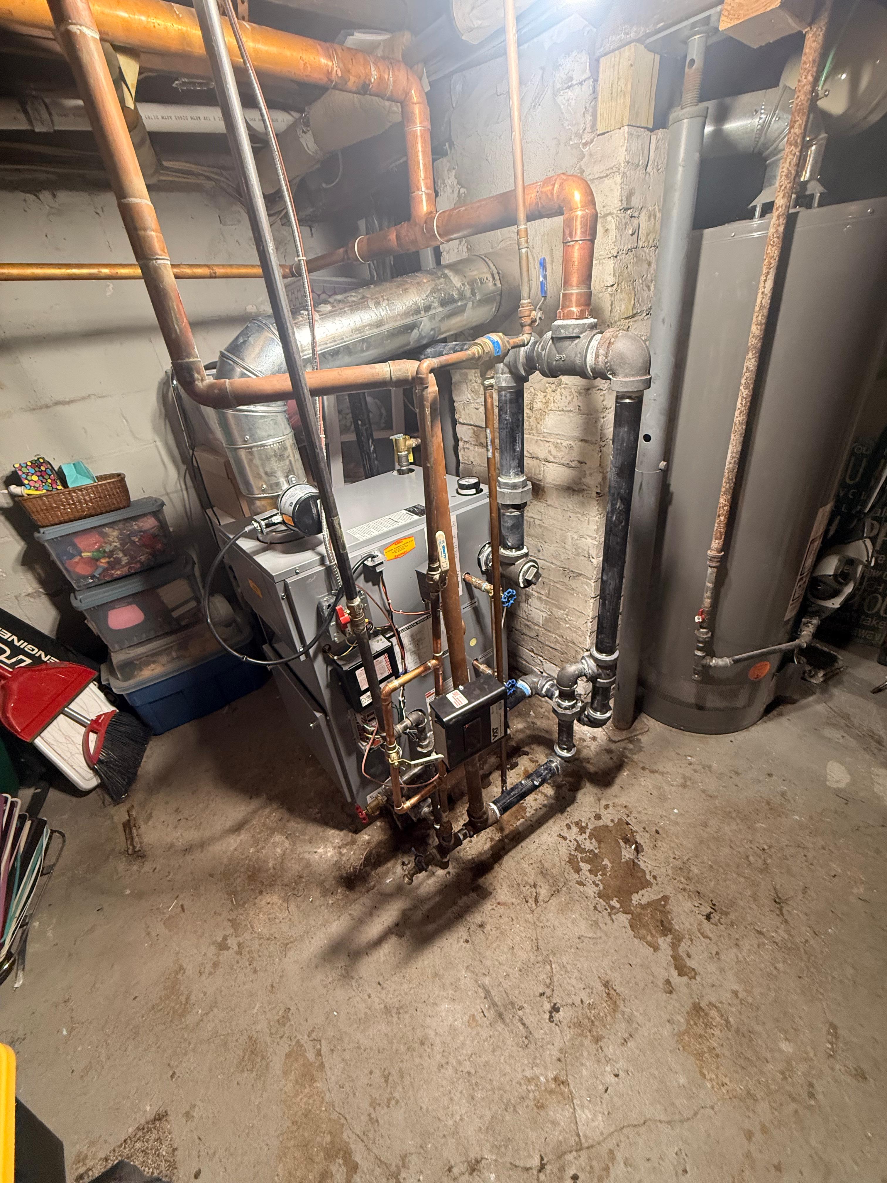 Old steam boiler before replacement